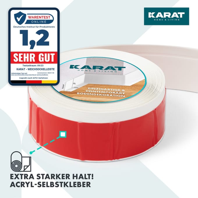 FLOORDIREKT Oslo Plint - Op maat Gezaagd & Zelfklevend - Stevig - Acryl - Wit - 15 m