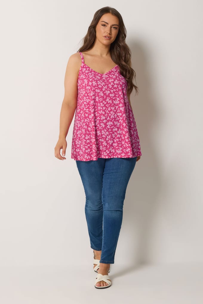 Yours Roze Swingtop Met Bloemenprint Size 42