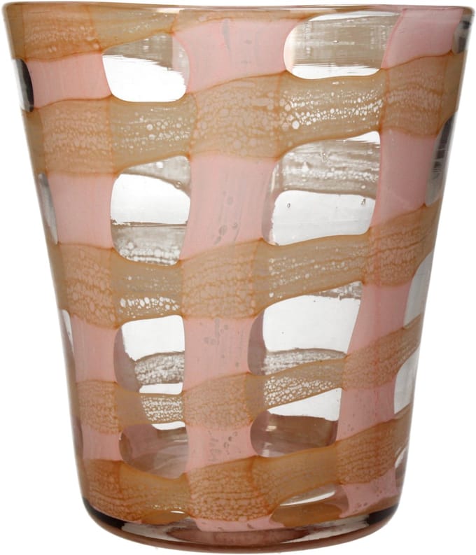 HD Collection Kaarsenhouder Glas Perzik 13x13x15,5cm