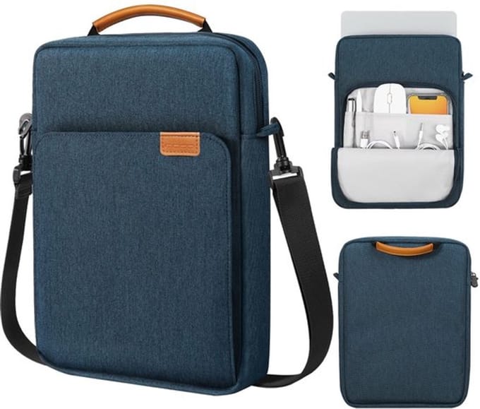 Dailygoods - Laptophoes - Draagbare Sleeve - Indigo - Schouderriem