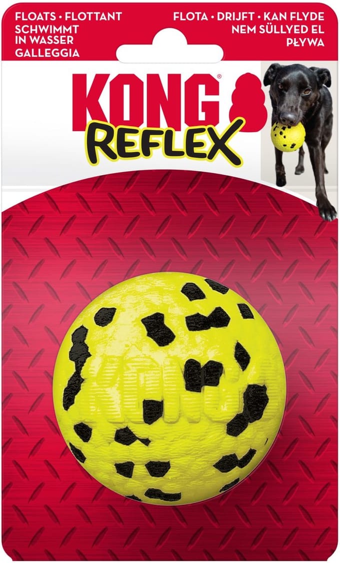 Kong Reflex Ball - Hondenspeelgoed - Zwart Geel Large