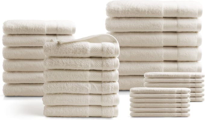 DoubleDry Hotel handdoeken 30-delig set 100% katoen 500 g/m2 zacht &