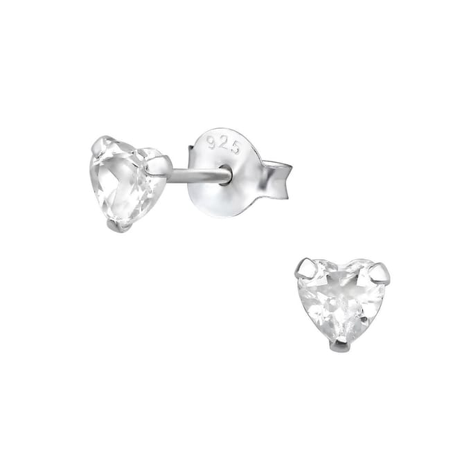 Montebello Oorbellen Licia Witte Topaas - 925 Zilver - Hart - Ø4mm