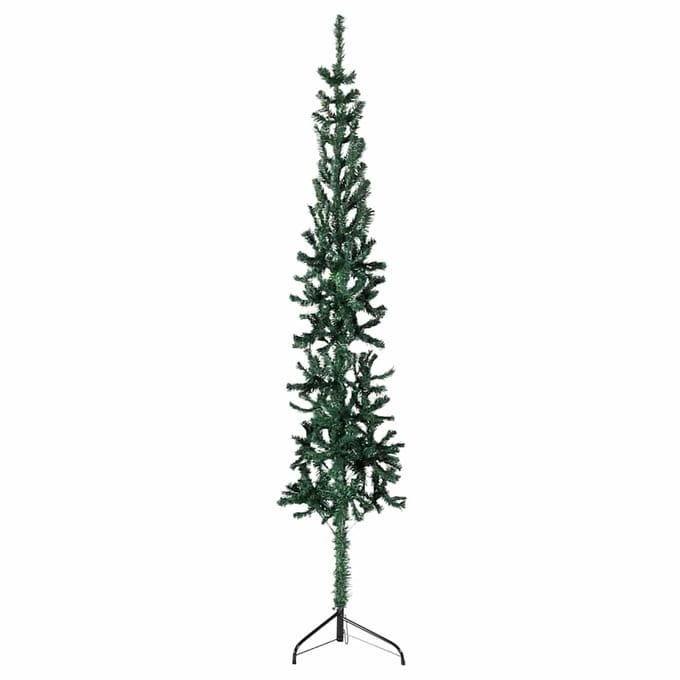 vidaXL - Kunstkerstboom - half - met - standaard - smal - 150 - cm - groen