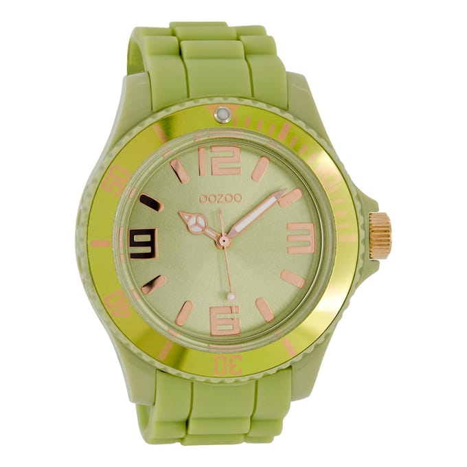 OOZOO Timepieces - Groene horloge met groene rubber band - C4350