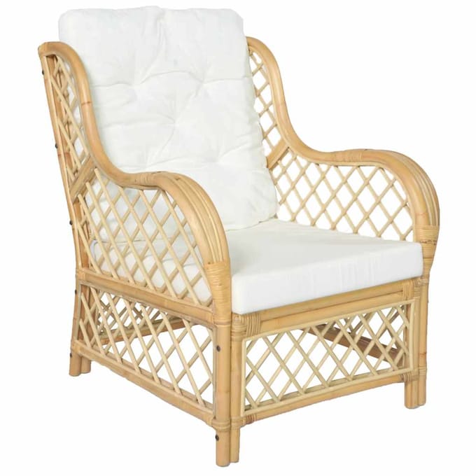 Vidaxl Fauteuil Met Kussen, Natuurlijk Rotan En Linnen