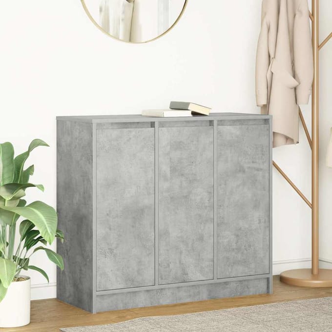 vidaXL - Dressoir - 85x34x76 - cm - bewerkt - hout - betongrijs