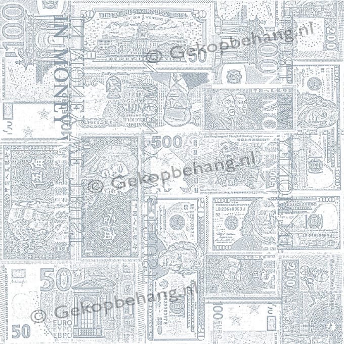 INGK Behang - Thomas - bankbiljetten blauw