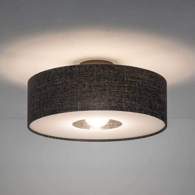 Nowodvorski Lighting Plafondlamp Amarela M, zwart gemêleerd, textiel, E27