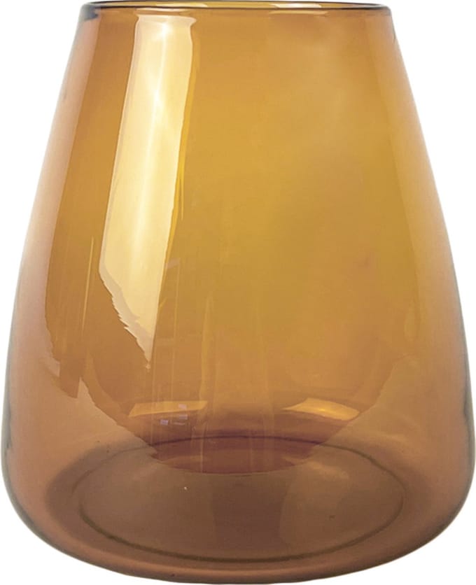 XLBoom Dim Smooth Small Vaas - Glas - Voor Binnen - Amber - 15×15×16,5cm