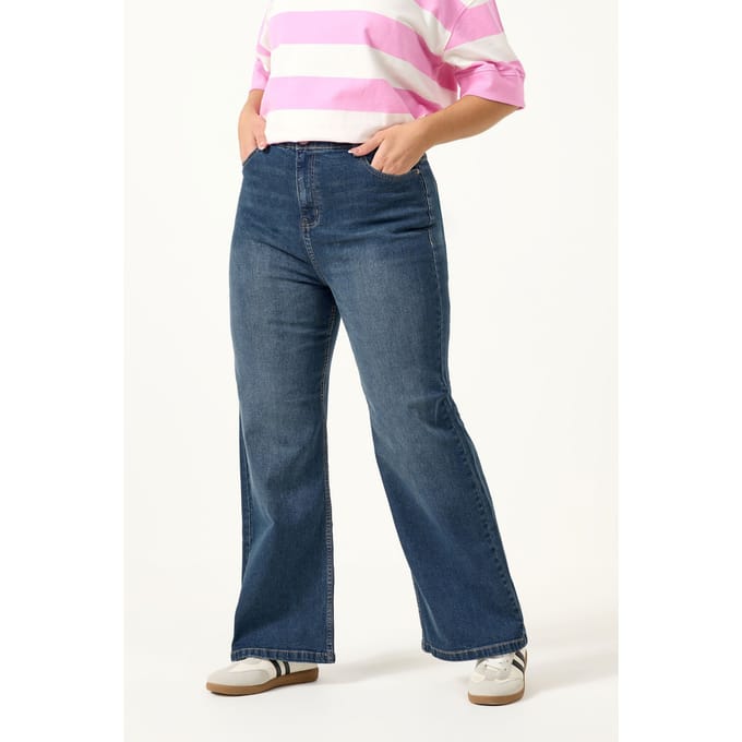 Yours Indigoblauwe Vervaagde Wijde Jeans Size 42