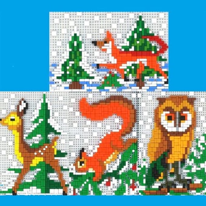 Stickit bosdieren in de sneeuw, 4-in-1, ca. 2.300-delig