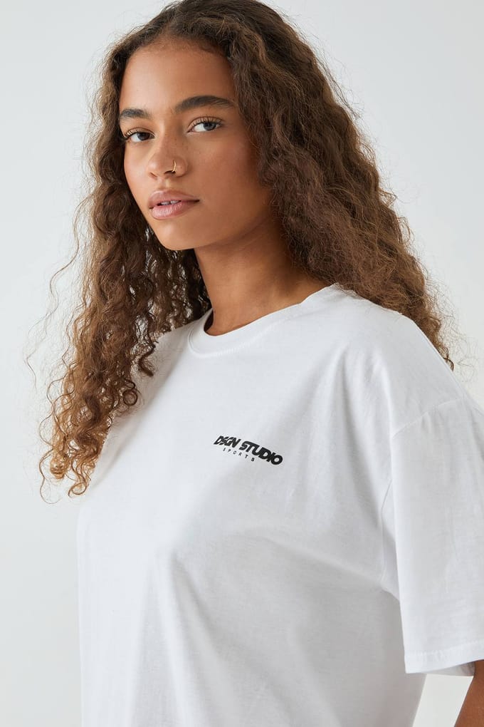 Dames DSGN Studio Sport Gym T-shirt | White | Maat: XL