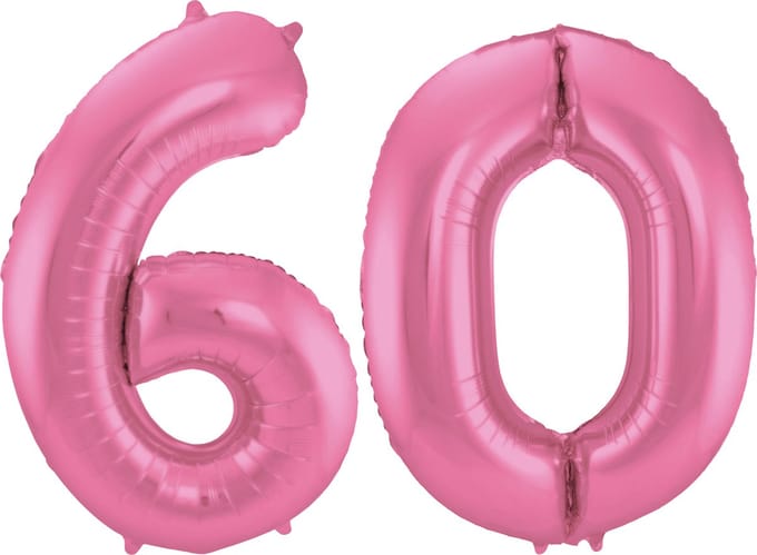 Folat Verjaardag Leeftijd folieballon - 60 jaar - roze - 86 cm - cijferballon groot