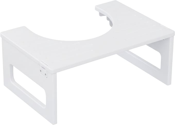 Toiletkrukje - inklapbaar - bamboe - antislip - wit