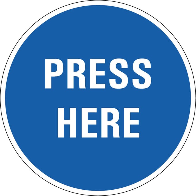 Press here sticker 150 mm