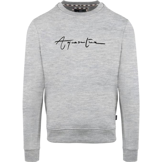 Aquascutum Heren Script Crew Neck Regular Sweatshirt (Grijs)