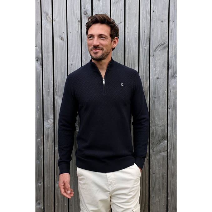 Kultivate Kn Crossed Zip Dark Navy Größe: XXL | Pullover Outlet | Herren | Blau