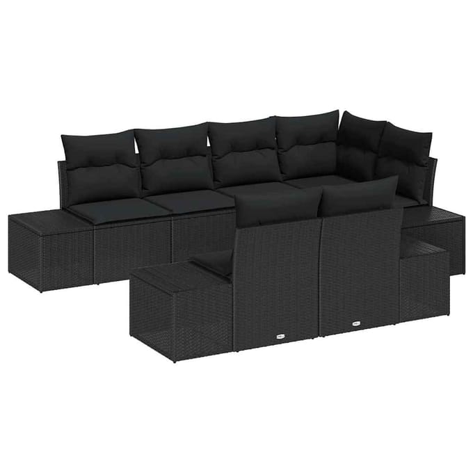 vidaXL Tuin Sofa Set 7 st Zwart poly rattan