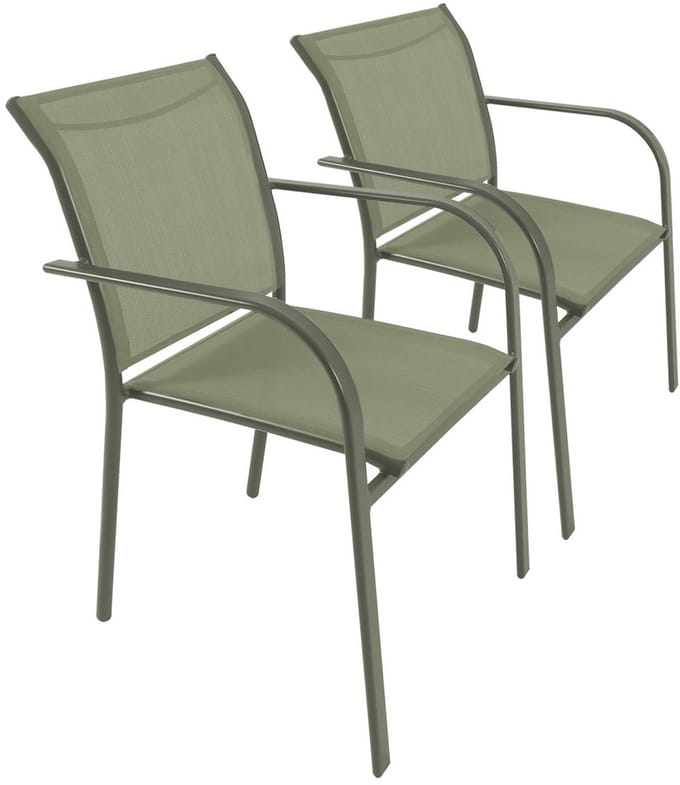 sweeek - Set van 2 tuinstoelen van aluminium en textileen 62 x 55 x 84 cm - amara
