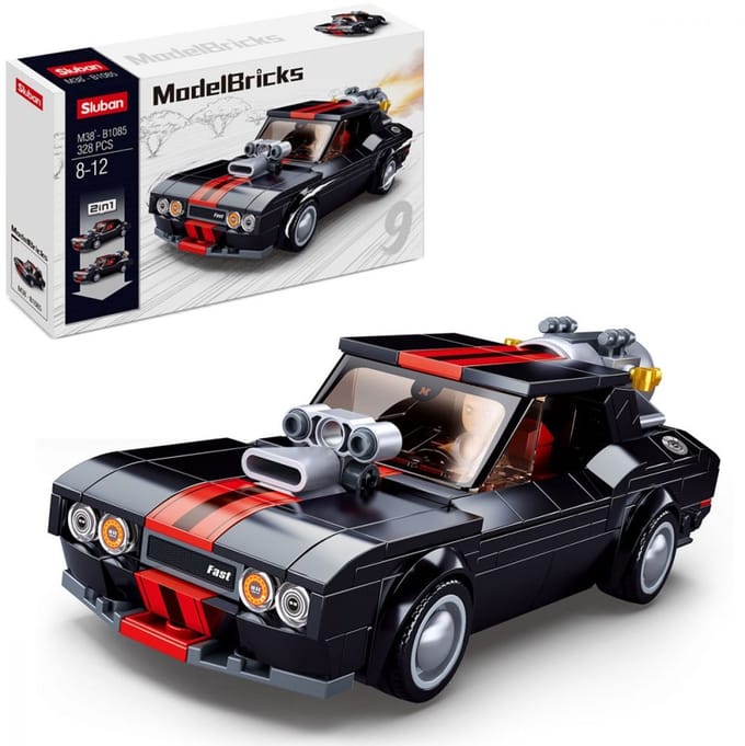 Sluban ModelBricks Straatracer auto bouwspeelgoed – Constructiespeelgoed – bouwset met 328 bouwstenen – M38‑B1085 – vanaf 8 jaar