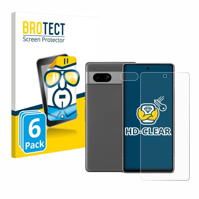 BROTECT - Screenprotector voor Google Pixel 7a (Voor+Camera) - Folie Beschermfolie transparant 6 Stuks