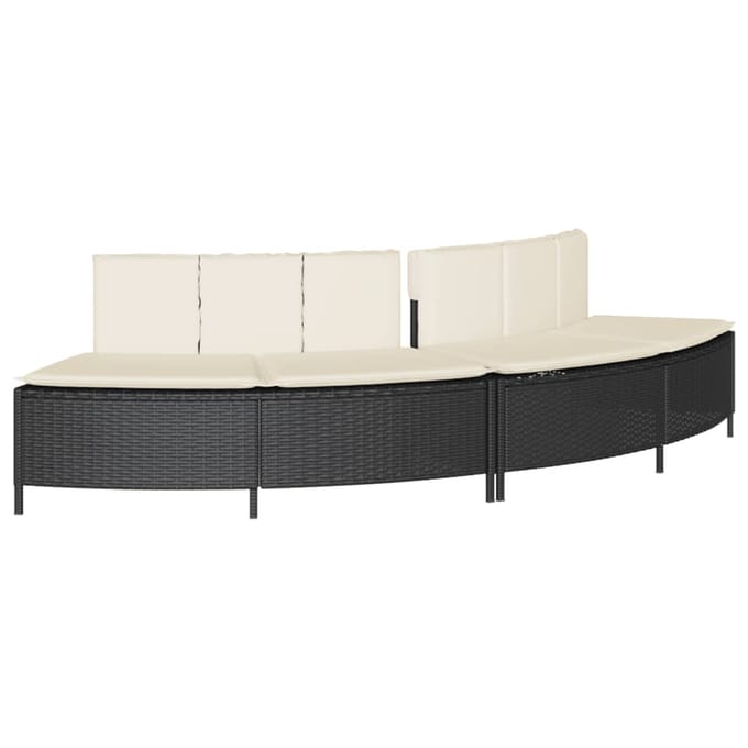 vidaXL Hottub-bankjes met kussens 2 st poly rattan zwart