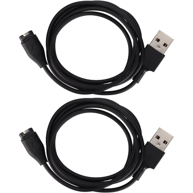 2pcs Câble de Chargeur Compatible pour Montre Intelligente Fitbit Fenix 6X Câble USB de Charge Adaptateur black