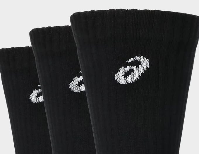asics Sokken Crew Sock 3 pary Zwart 3033C298 - Maat 43-46