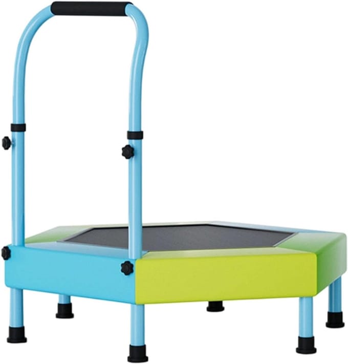 Mini Trampoline - Springspeelgoed Klein Trampoline - Actief Spelen - Verstelbare Handgreep - 91cm - Blauw