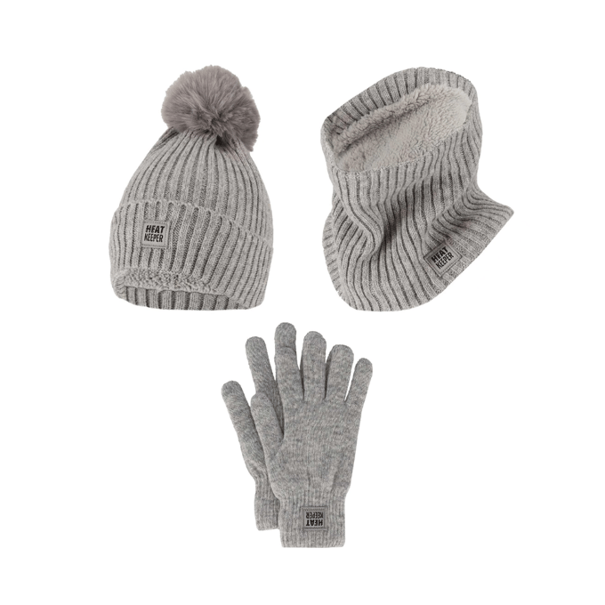 Heatkeeper - Thermoset dames - Handschoenen/Muts/Nekwarmer - 2-Pack - Grijs - Onesize
