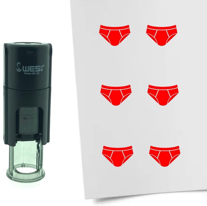 CombiCraft Stempel Onderbroek 10mm rond - Rode inkt