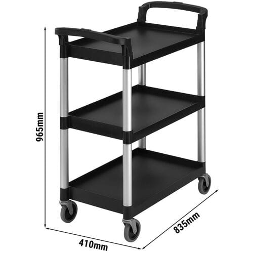 CAMBRO Serveerwagen van polypropyleen - 835x410mm - met 3 planken - Zwart