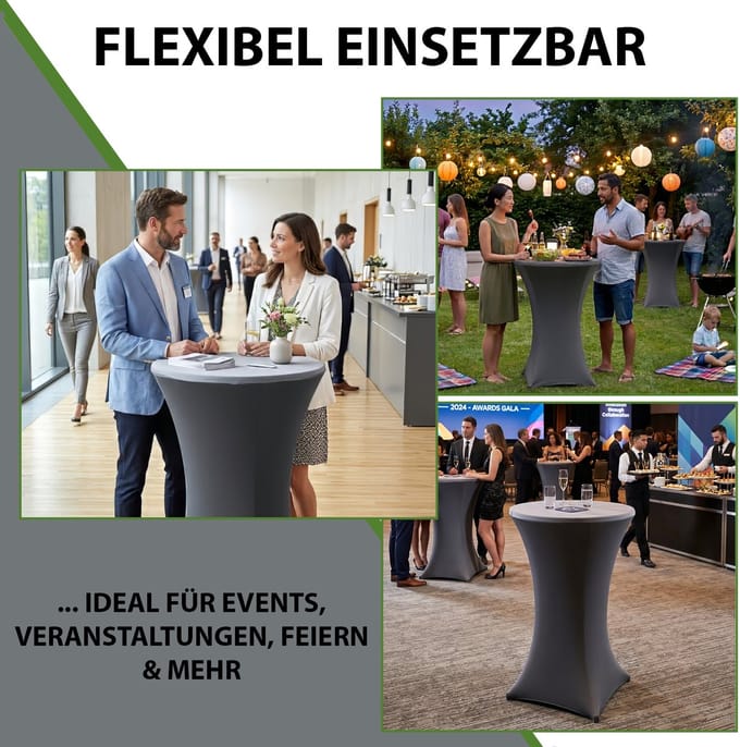 20x Stehtischhusse Stretch anthrazit Partytisch Bistrotisch 80cm
