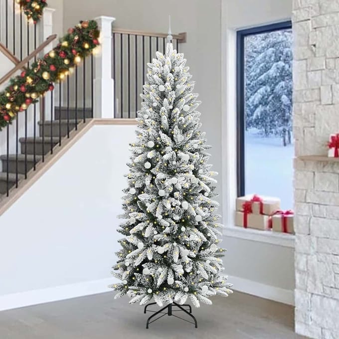 vidaXL - Kunstkerstboom - Wit - 240 - cm - PVC - en - plastic - en - staal - en - PE