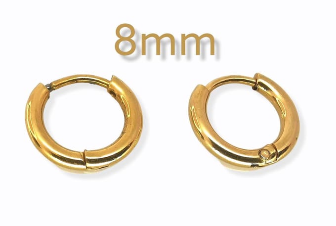 Oorringen goudkleur 8 mm Chirurgisch staal 316L.