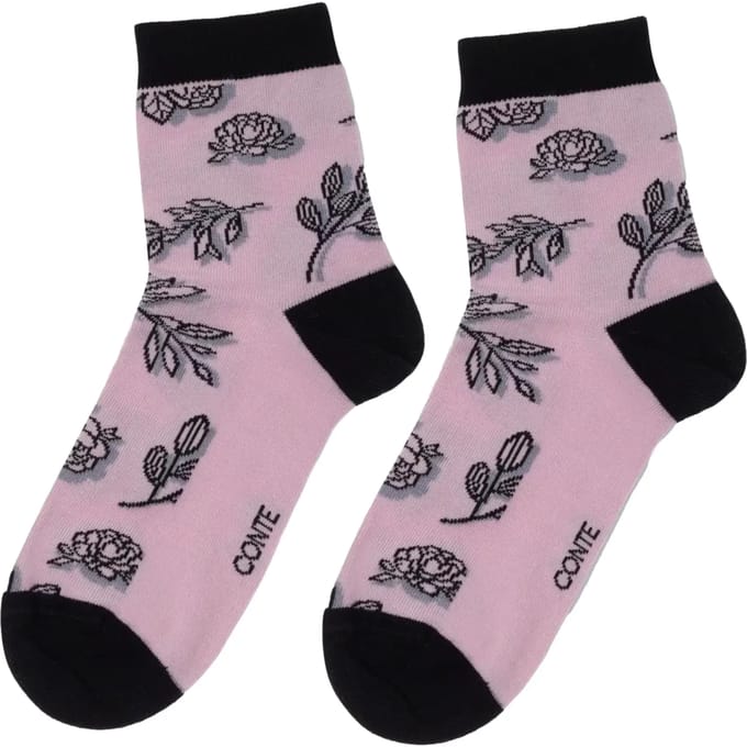 Katoenen sokken voor dames Conte Elegant Classic Flowers with shadow