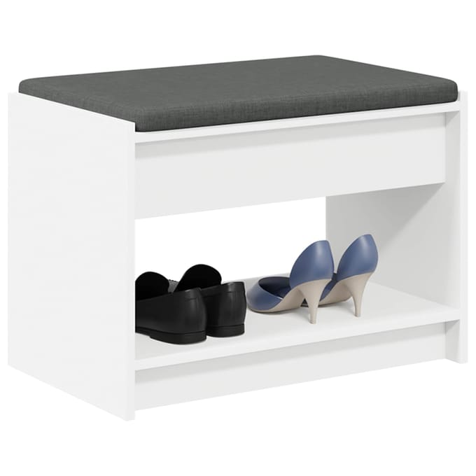 vidaXL - Hallenbank - Wit - 63 - x - 38 - x - 45 - cm - Geengineerd - Hout - en - Stof