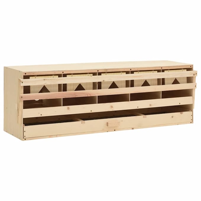 vidaXL - Kippenlegkast - 5 - compartimenten - 117x33x38 - cm - massief - grenenhout
