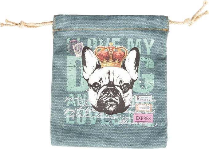 Clayre & Eef Toilettas Dames 22x25x1 cm Blauw Canvas Rechthoek Hond