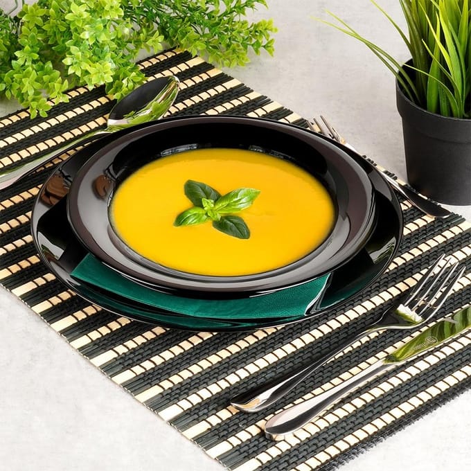 Serviesset Glas Zwart 18 delig - Servies Set - Bordenset - Borden