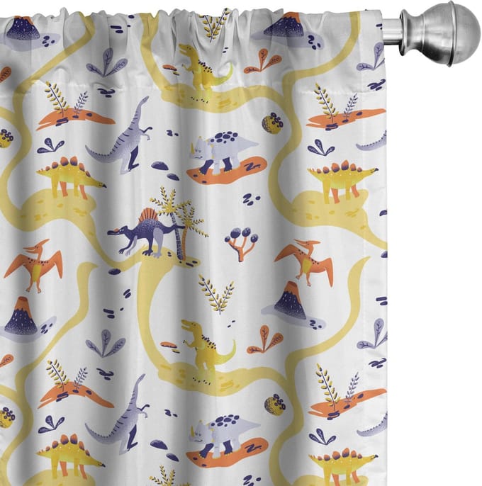 ABAKUHAUS Dino Gordijnen – 2x75x175 cm – microvezel – Halfschaduw