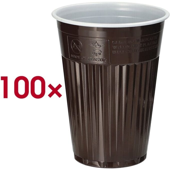 STARPAK Thermobekers kunststof 0,18 l bruin/wit, 100 stuks