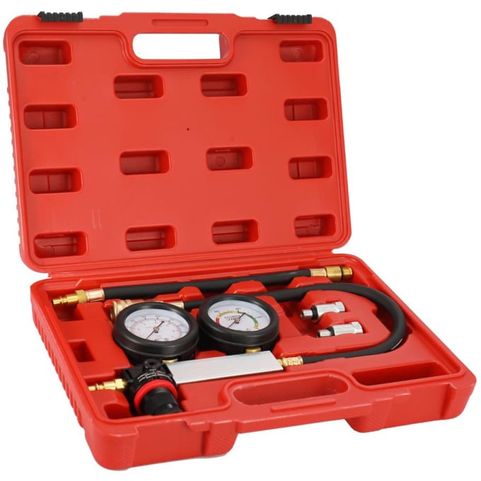 Auto Cilinder Lek Tester Lekkage Detector Kit Set Benzine Motor Meter Tool Kit Dubbel red