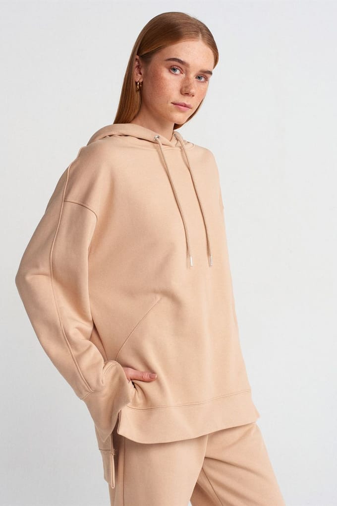 Oversized Katoenen Hoodie Met Split