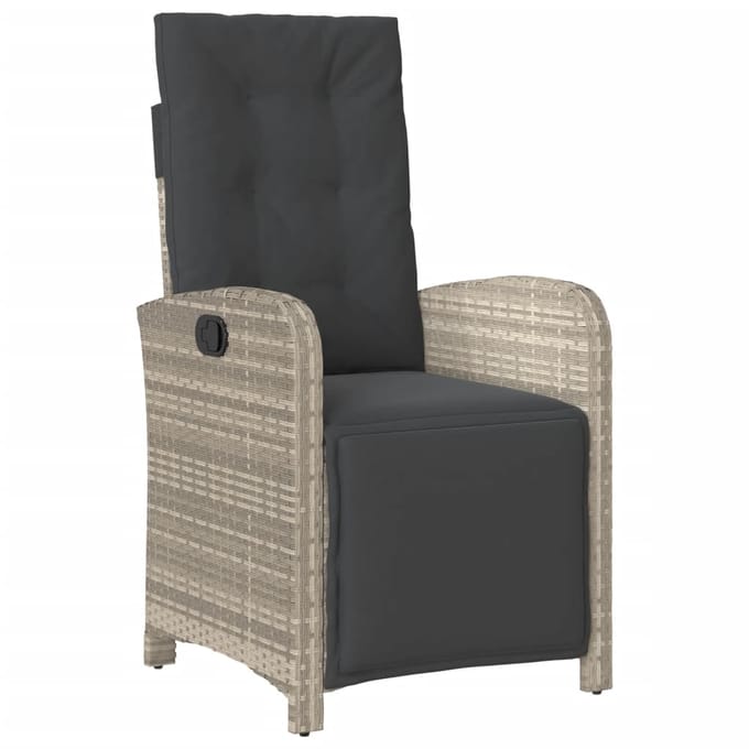 vidaXL - 3-delige - Bistroset - met - kussens - poly - rattan - lichtgrijs