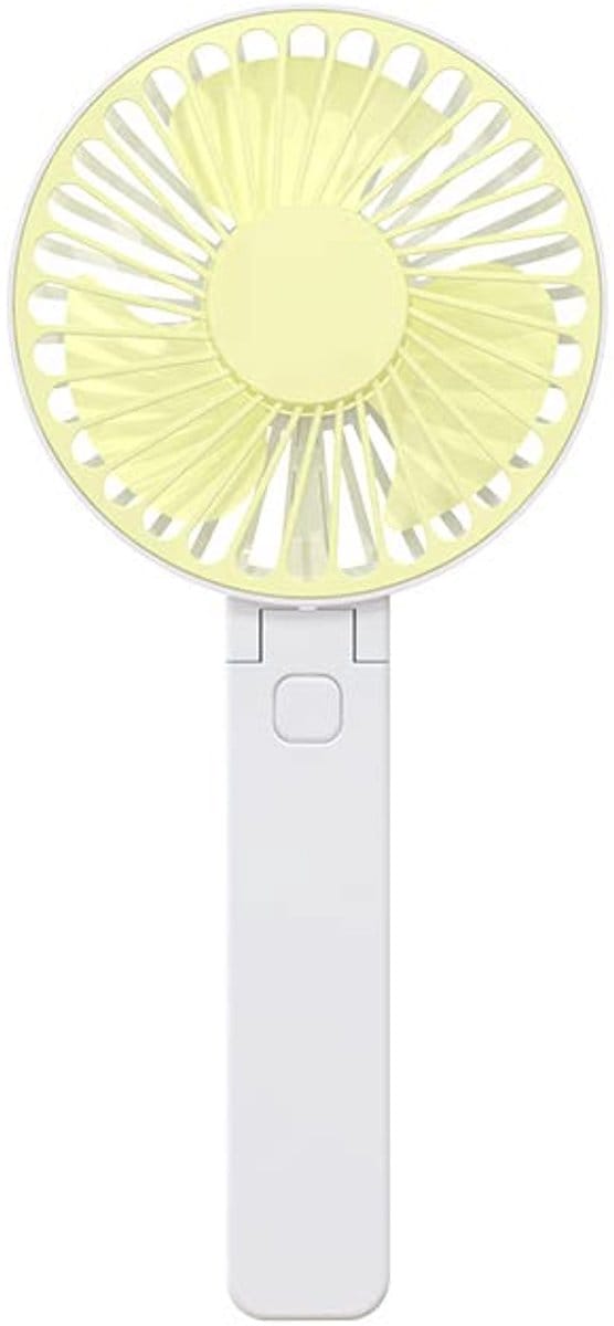 1-pack - Handventilator - Draagbare ventilator voor binnen/buiten - Kleine persoonlijke ventilator - Oplaadbare ventilator - Stille ventilator - Drie windsnelheden - USB-oplaadbaar - 20*9 cm - Geel