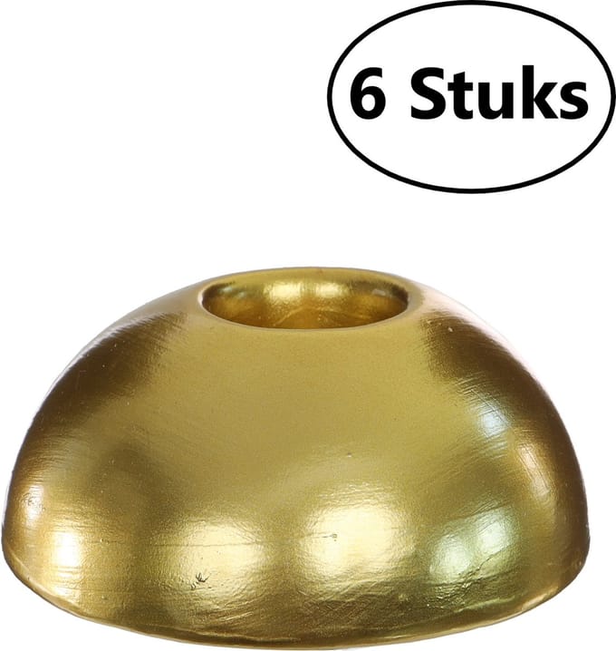 6 Kaarsenhouders Goud - h.3 Ø7 cm - Kaarsen tot Ø2.2 cm