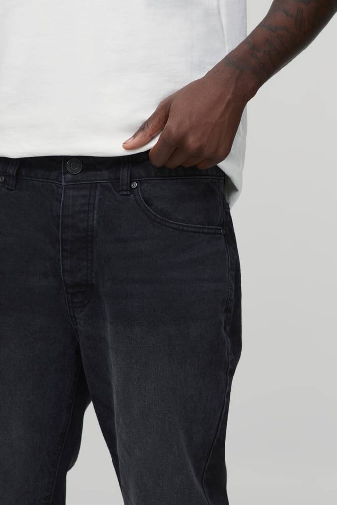 Essential Slim Flare Rigid Jeans | Washed Black | Size 48R