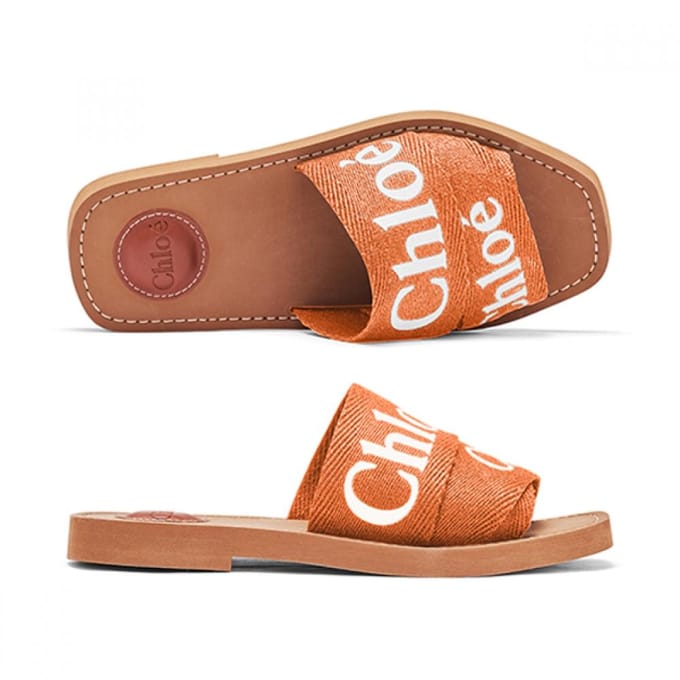 Chloe Chc23u188ef 848 Woody Logo Platte Muleslippers CHC23U188EF 848 (36) brown